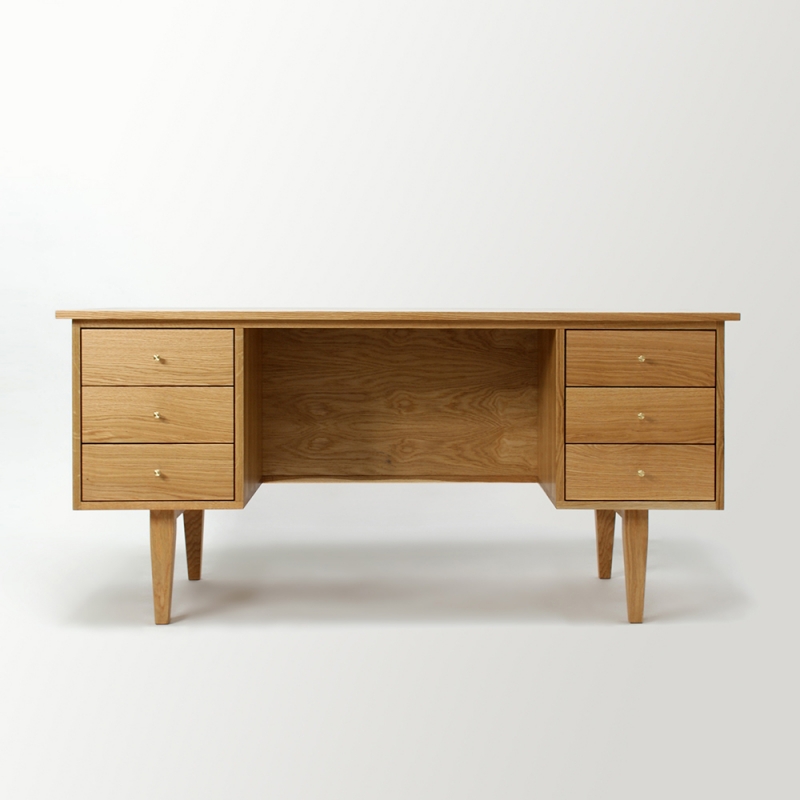 urbanworks modern 6 drawer oak desk